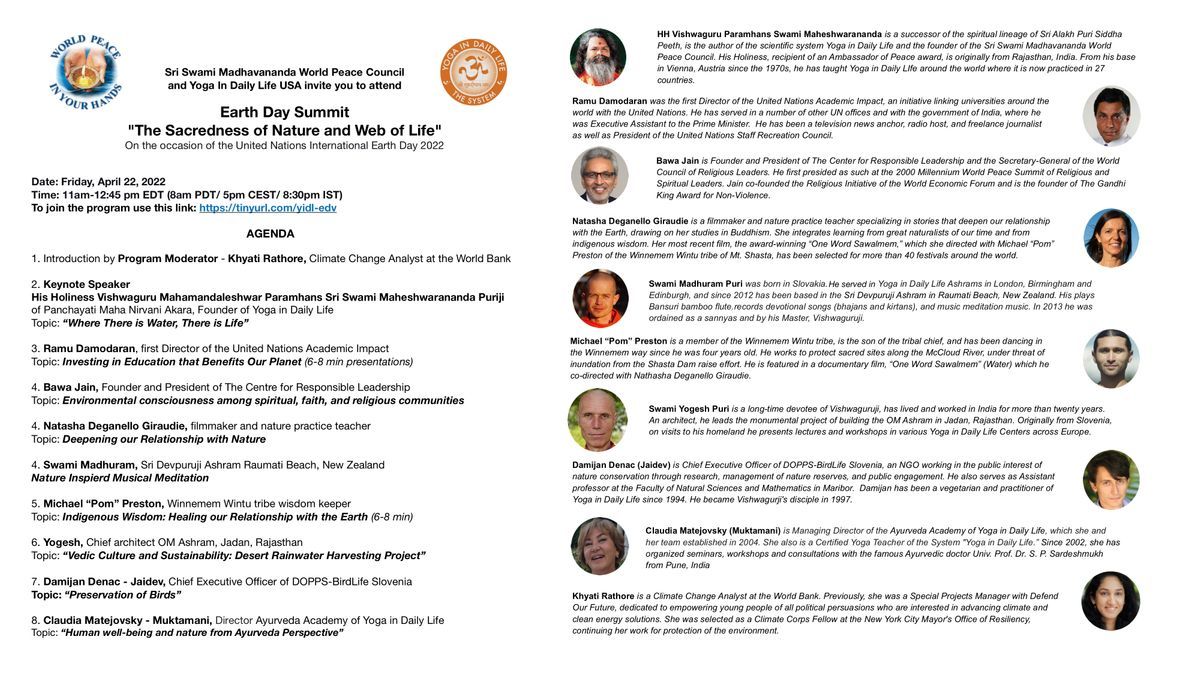 Earth Day Program and Bios